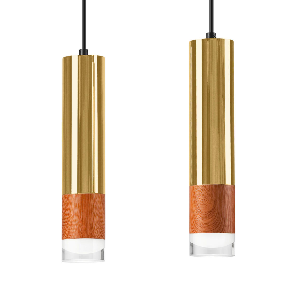 Lamkur Pendelleuchte gold Glas Stahl B/H/L: ca. 8x105x30 cm GU10 2 Brennstellen AURELIA - gold (30,00/8,00/105,00cm) - Lamkur