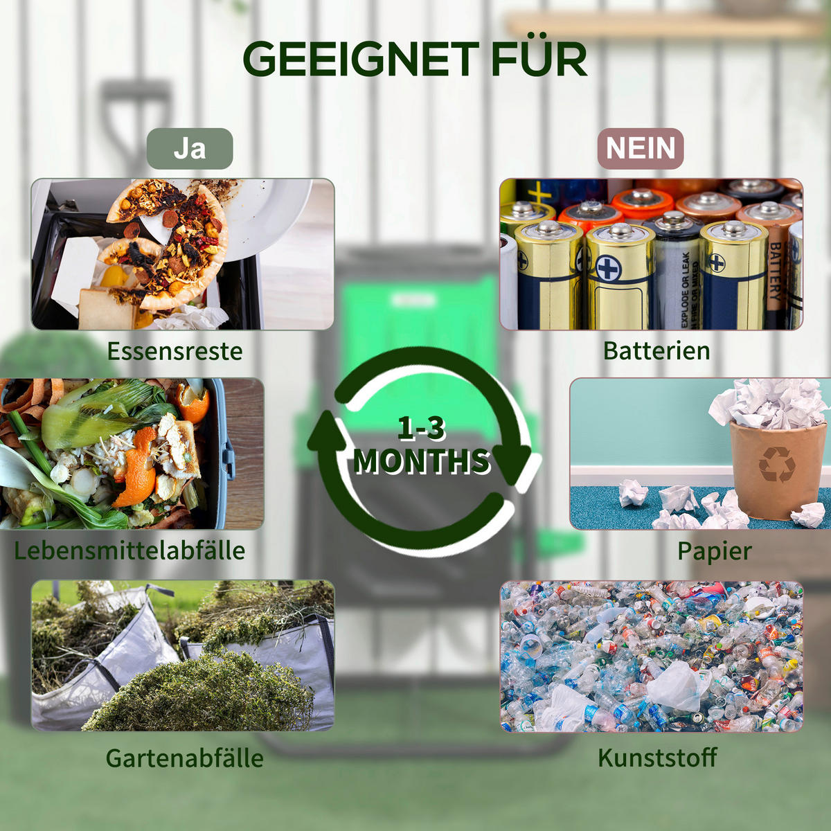 Outsunny Komposter schwarz B/H/L: ca. 49x77x60 cm Komposter - schwarz (60,00/49,00/77,00cm) - Outsunny