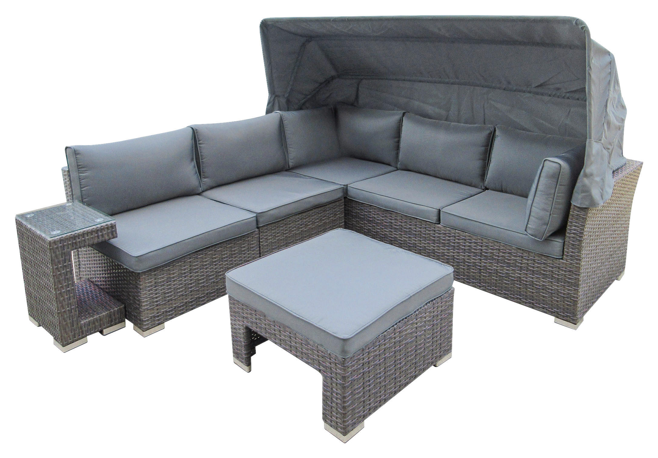 POCOline Lounge-Sofaset grau Polyrattangeflecht