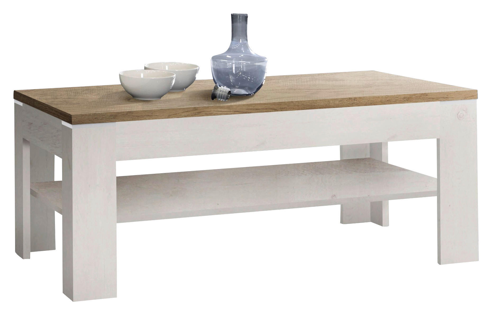 Couchtisch  weiß Pinie Nachbildung Eiche Antik Nachbildung B/H/T: ca. 120x43x75 cm Duro_Couchtisch SVOT22-T75 - Eiche/weiß (120,00/43,00/75,00cm)