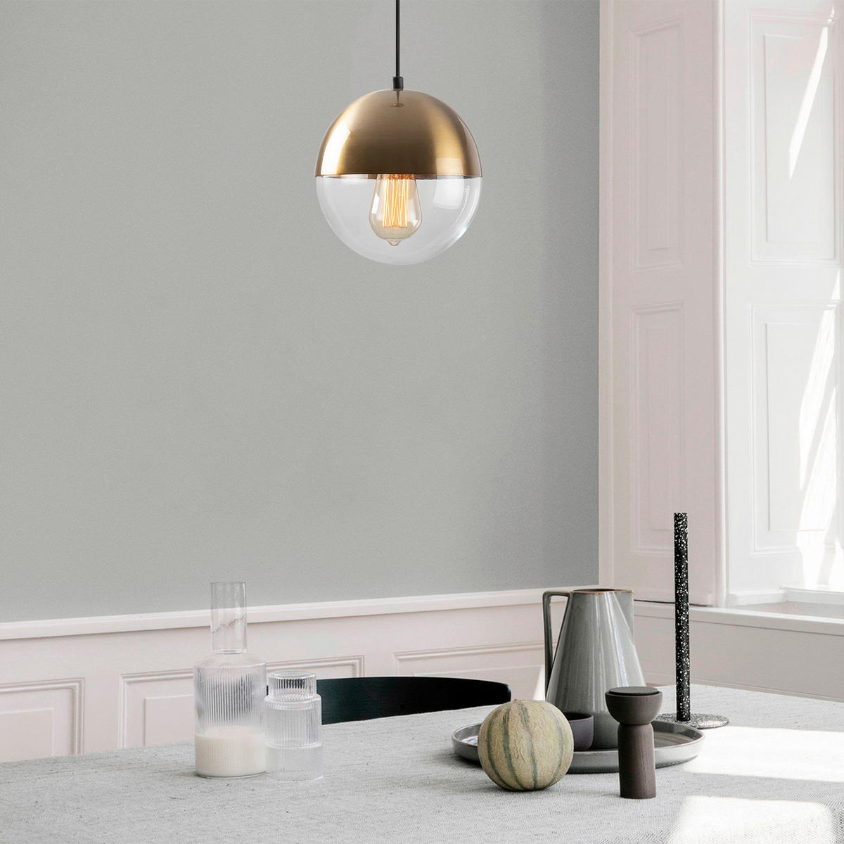 Opviq Pendelleuchte Bastos bronze Glas Metall B/H/T/L/D: ca. 20x117x20x20x20 cm E27 1 Brennstellen Bastos - bronze (20,00/20,00/117,00cm) - Opviq