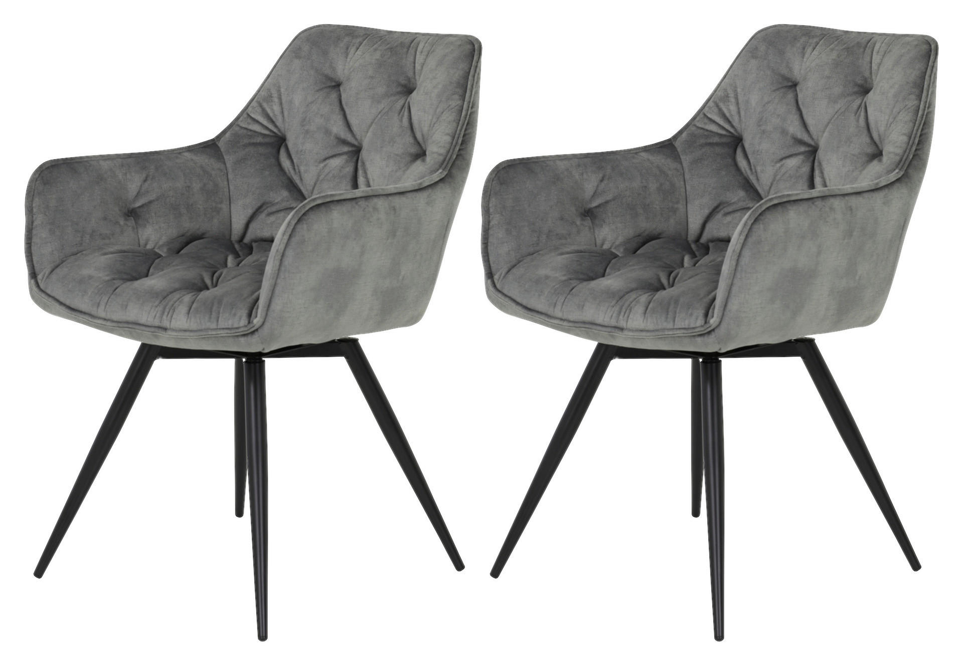 Stuhl Florentina 2er Set grau Vintage Samtoptik B/H/T: ca. 49x84x63 cm Florentina 2er Set - schwarz/grau (49,00/84,00/63,00cm) - Hela