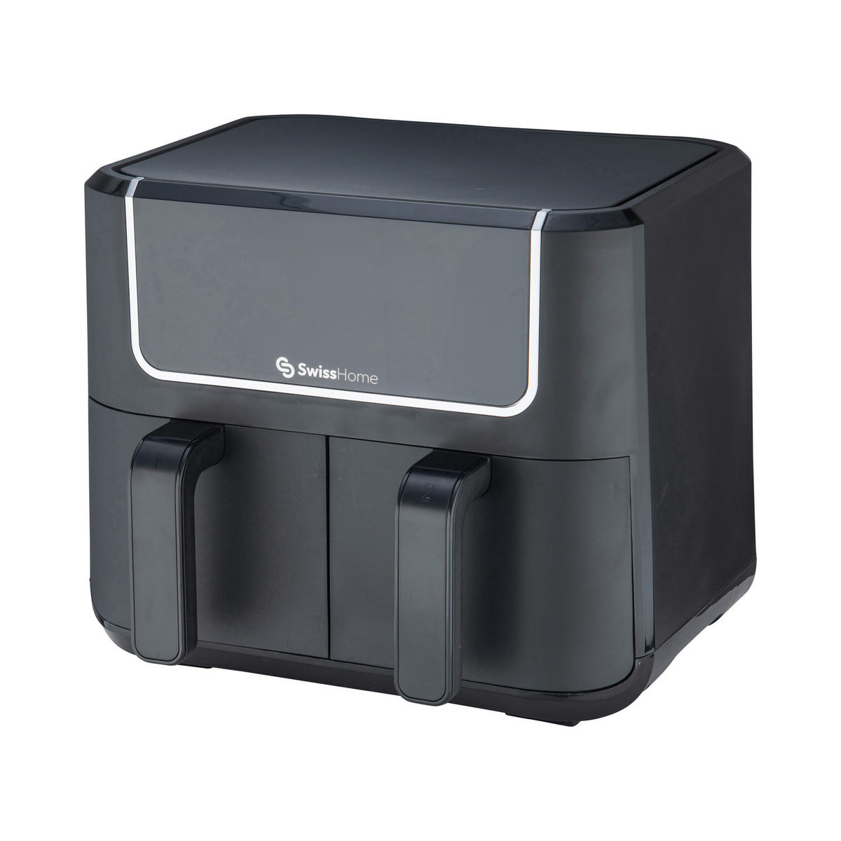SWISS HOME Doppel-Heißluftfritteuse SH-6931 schwarz Kunststoff B/H/L: ca. 24x28x32 cm ca. 3 l BLACK DARK - schwarz (32,00/24,00/28,00cm) - SWISS HOME