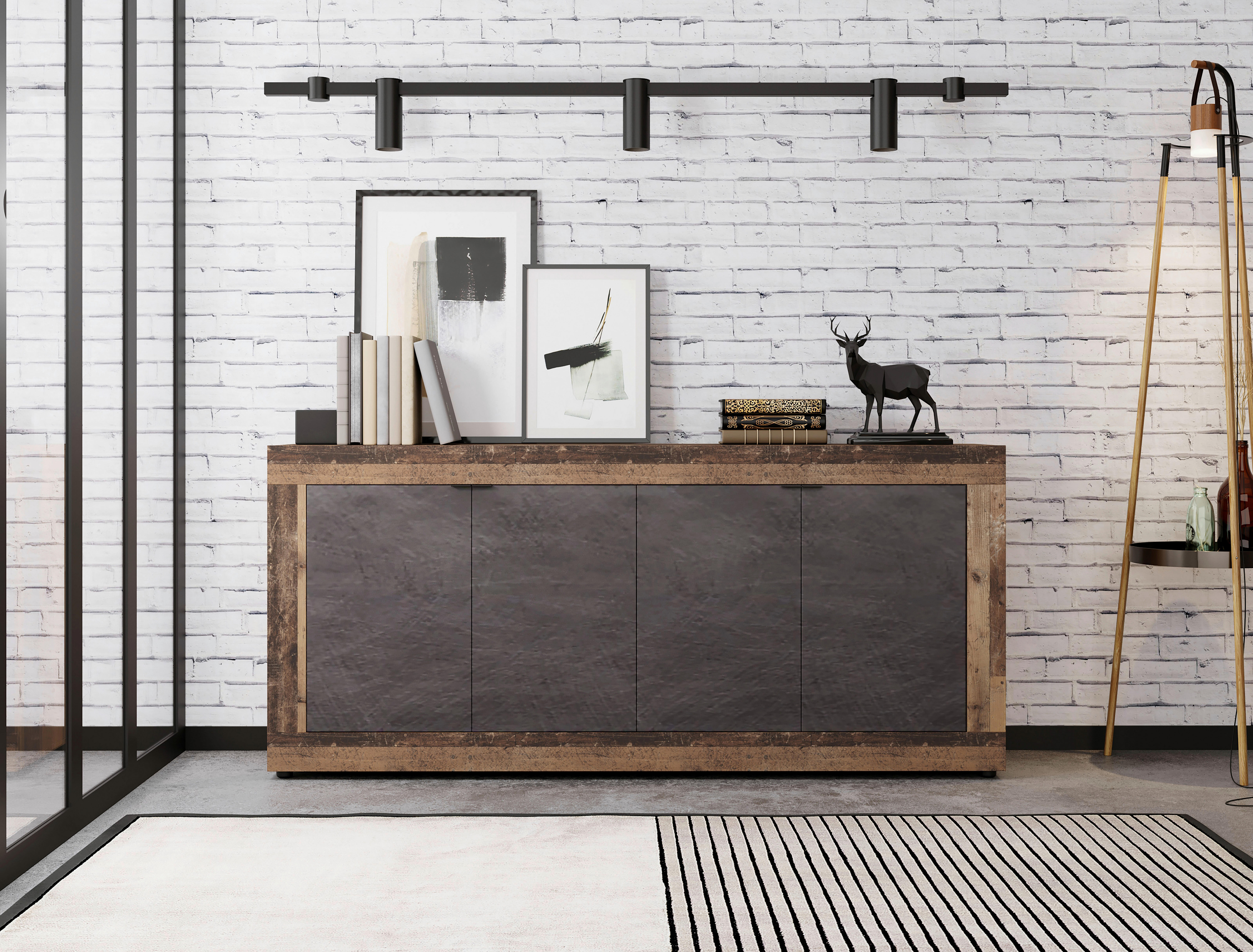 Kommode LUNEA Eiche Old Wood dunkel Nachbildung Eiche Matera Nachbildung B/H/T: ca. 180x86x41,7 cm LUNEA - Eiche (180,00/86,00/41,70cm) - WIPMEB