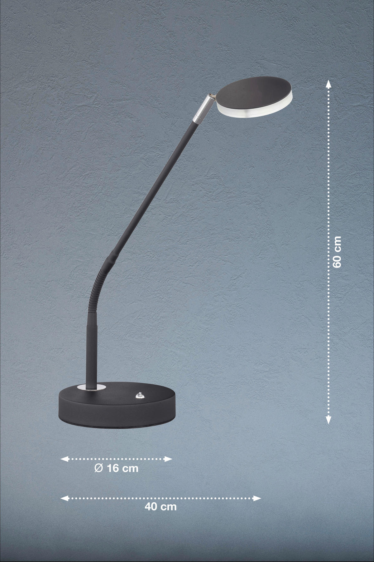 easy! by FHL Tischleuchte 850156 Luna schwarz Chrom Metall H/D: ca. 60x16 cm 1 Brennstellen Luna - schwarz/Chrom (16,00/60,00cm) - easy! by FHL