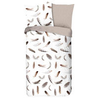 Baumwoll Bettwäsche Feathers Flanell Feathers - braun/weiß (135,00/200,00cm) - Good Morning