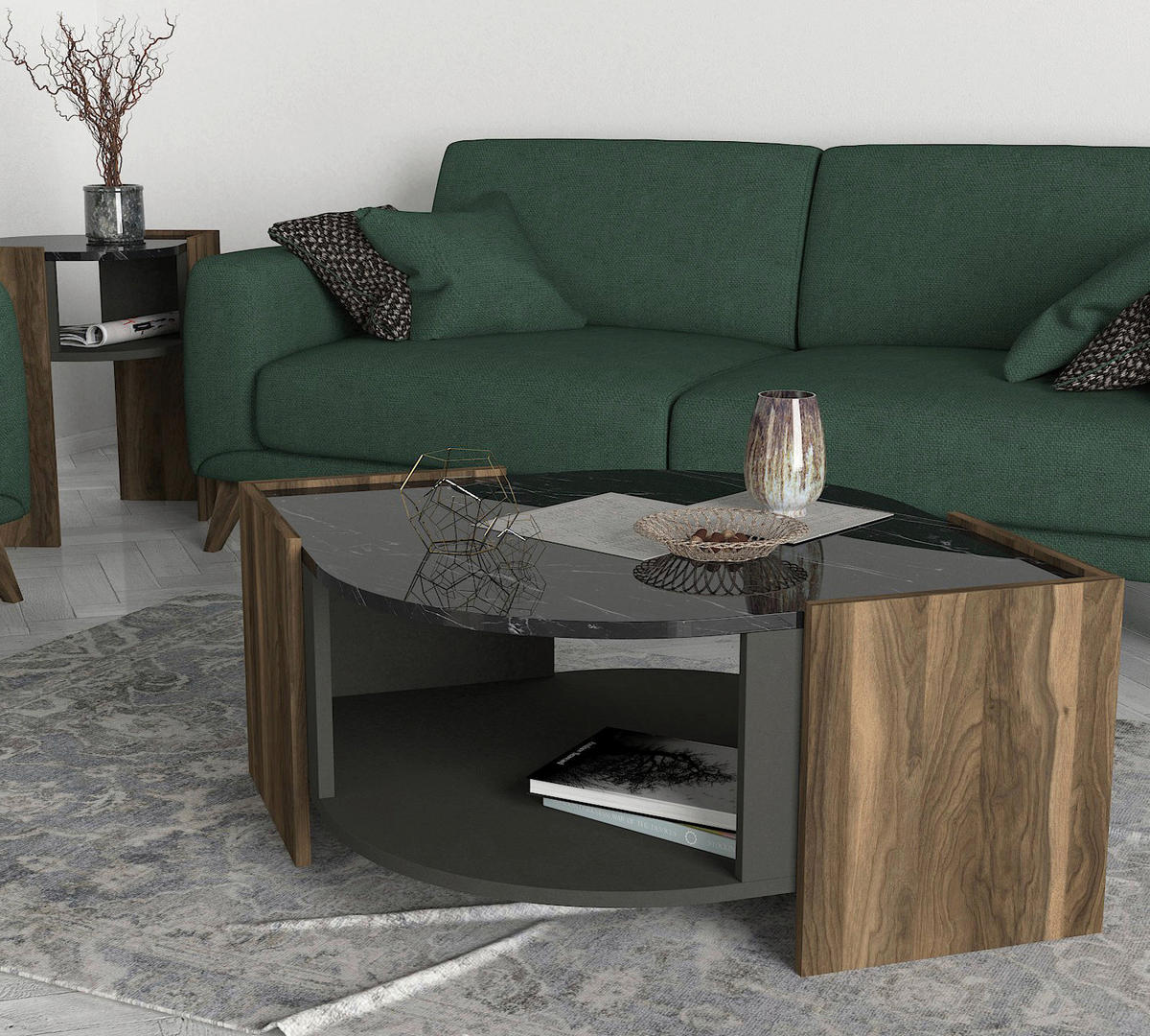 Couchtisch Marbel walnuss Nachbildung Marmoroptik B/H/T: ca. 75x40x75 cm Marbel - Marmoroptik/walnuss (75,00/40,00/75,00cm) - moebel17