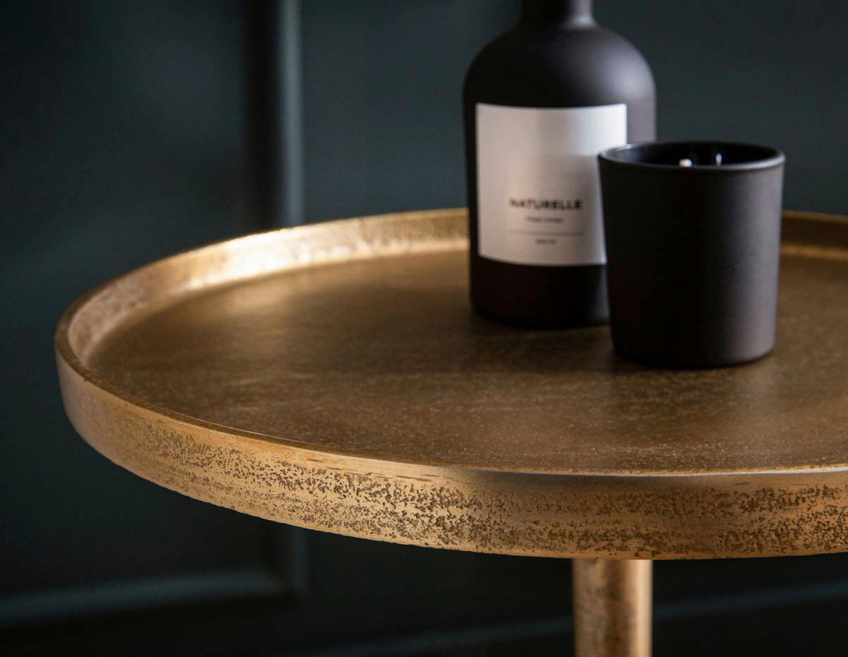 Beistelltisch gold Optik Marmor B/H/T: ca. 34x58x34 cm Beistelltisch - gold (34,00/58,00/34,00cm) - Wohnling