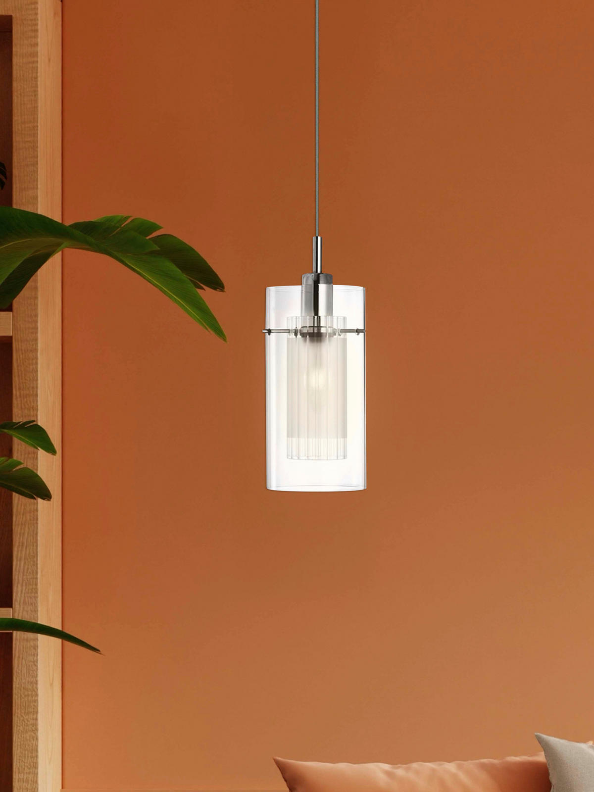 Searchlight Pendelleuchte Chrom Glas Stahl B/H/L: ca. 13x120x20 cm E14 1 Brennstellen Duo 1 - Chrom (20,00/13,00/120,00cm) - Searchlight