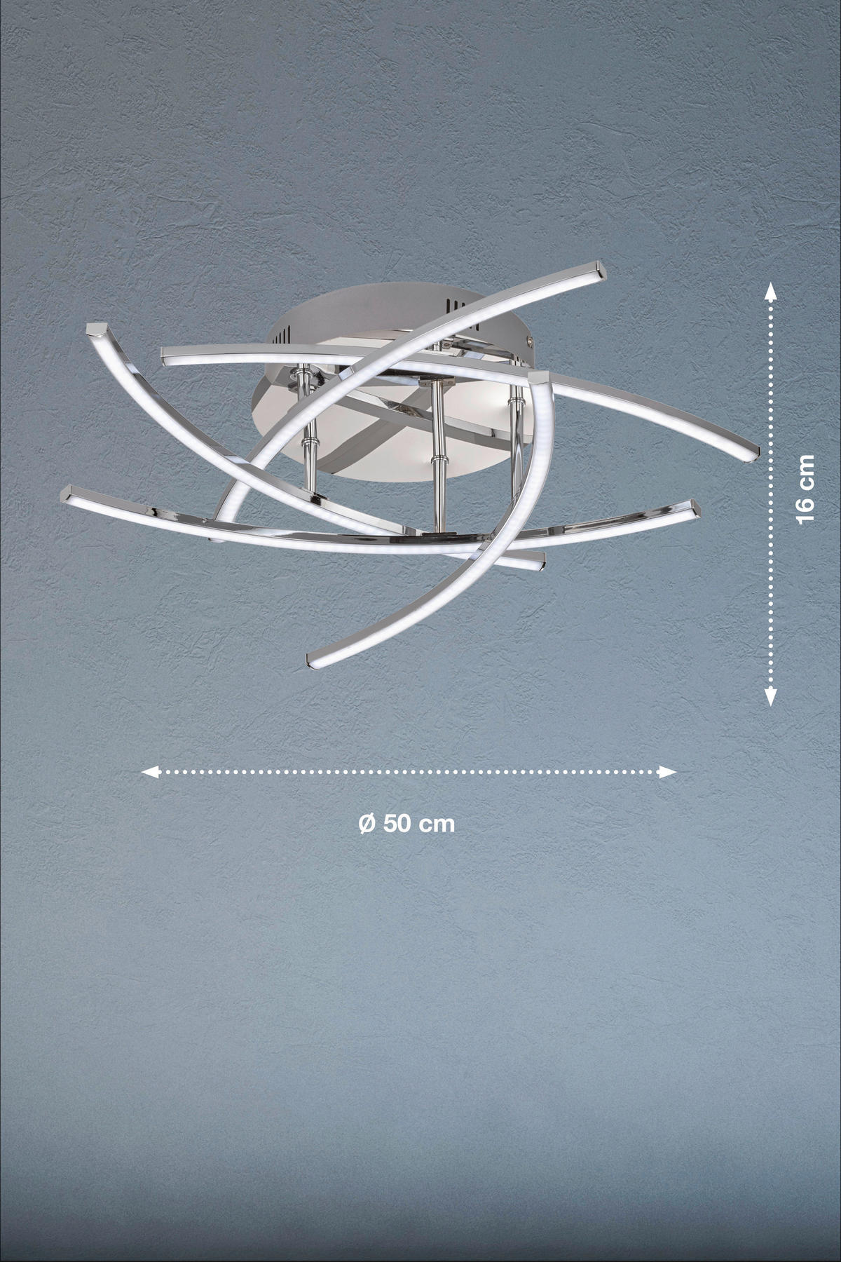 Fischer & Honsel LED-Deckenleuchte 20108 Chrom weiß Acryl Metall H/D: ca. 16x50 cm 5 Brennstellen Cross TW - weiß/Chrom (50,00/16,00cm) - Fischer & Honsel