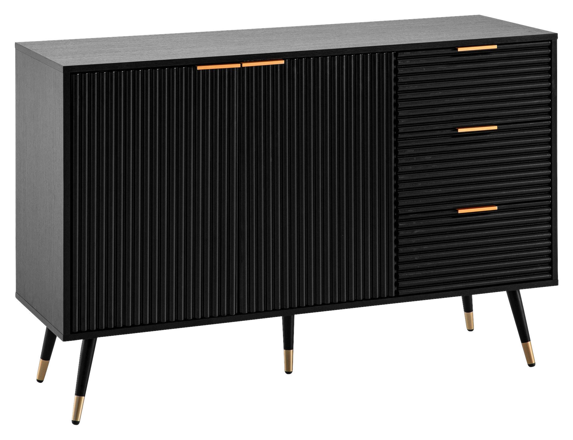 Sideboard schwarz B/H/T: ca. 120x80x40 cm Sideboard - schwarz (120,00/80,00/40,00cm) - Wohnling