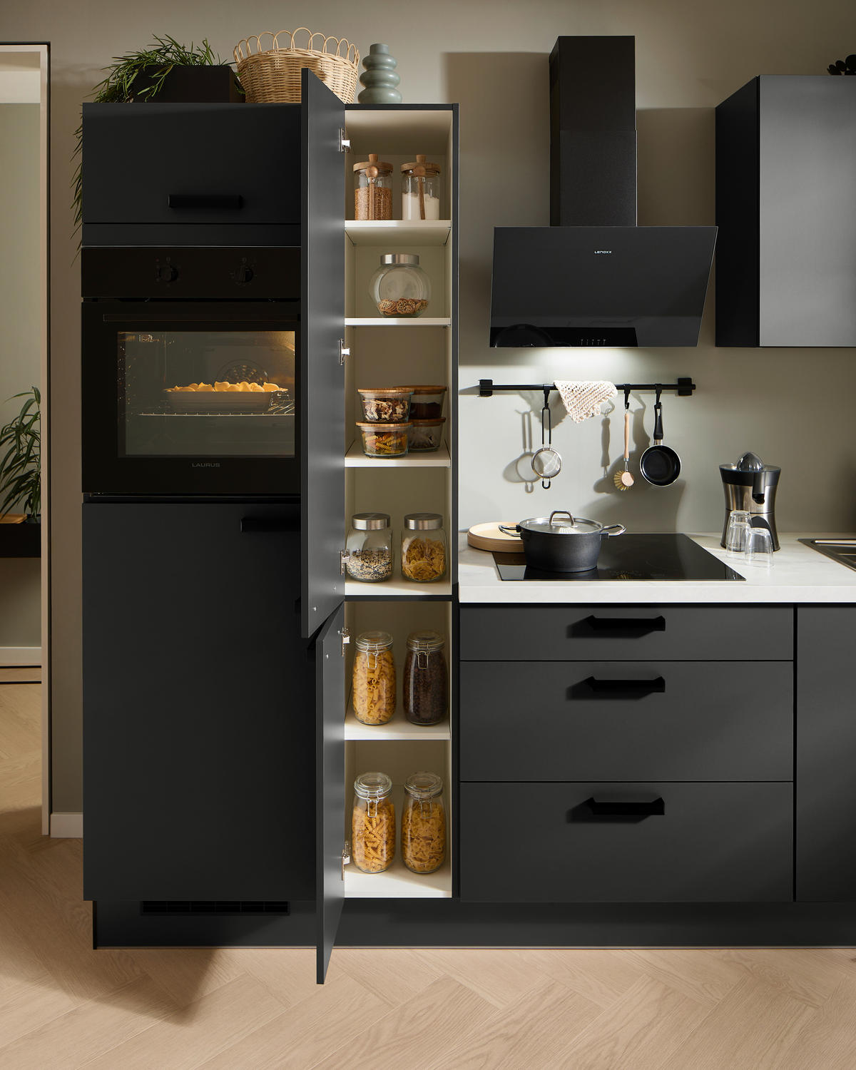 pino Küchenblock PN210 Graphit supermatt B/H/T: ca. 280x220,6x60 cm PN210 - Graphit/Marmoroptik (280,00/220,60/60,00cm) - pino