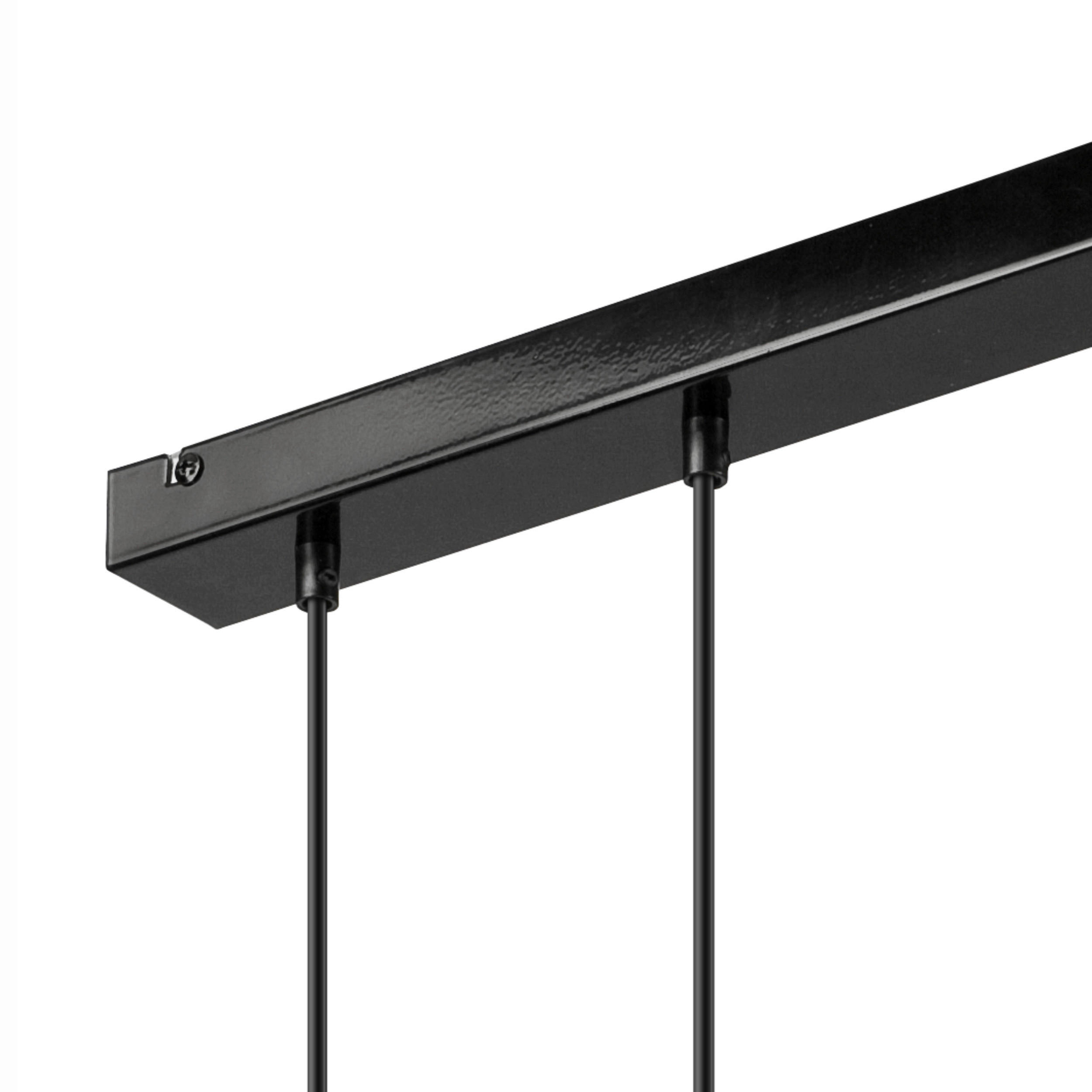 Lamkur Pendelleuchte SIMON 37363 schwarz Stahl Holz H/L: ca. 94x40 cm E27 3 Brennstellen Simon - schwarz (40,00cm) - Lamkur