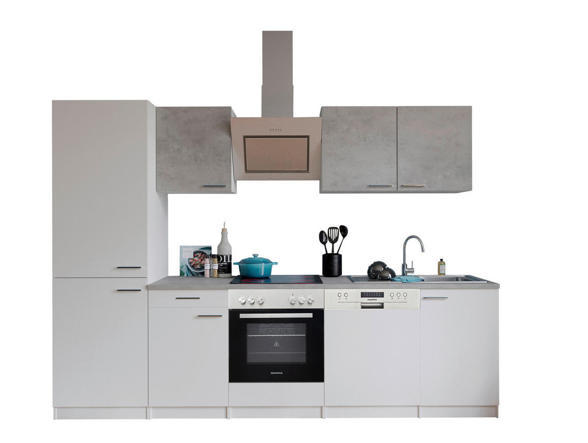 Respekta Küchenblock KB280WWBSCGK178G weiß B/H/T: ca. 280x200x60 cm KB280WWBSCGK178G - Beton/weiß (280,00/200,00/60,00cm) - Respekta