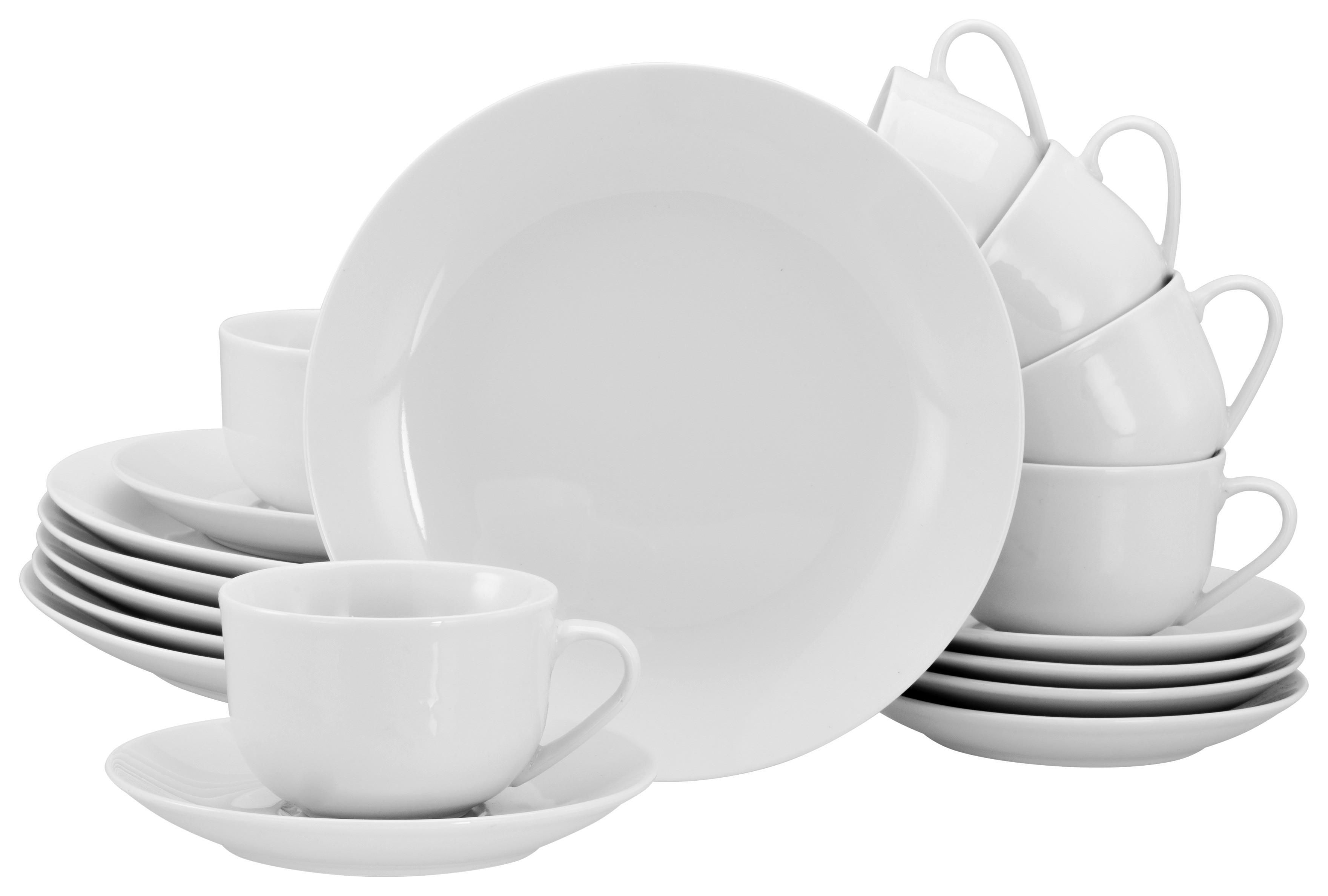 CreaTable Kaffeeservice Luna weiß Porzellan 18 tlg. Luna - weiß - CreaTable