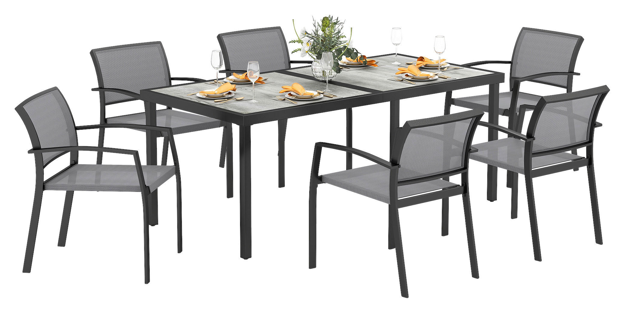 Outsunny Gartenmöbel-Set grau Kunststoff B/H/L: ca. 87x72x180 cm Gartenmöbel-Set - grau (180,00/87,00/72,00cm) - Outsunny