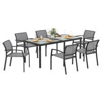 Outsunny Gartenmöbel-Set grau Kunststoff B/H/L: ca. 87x72x180 cm Gartenmöbel-Set - grau (180,00/87,00/72,00cm) - Outsunny