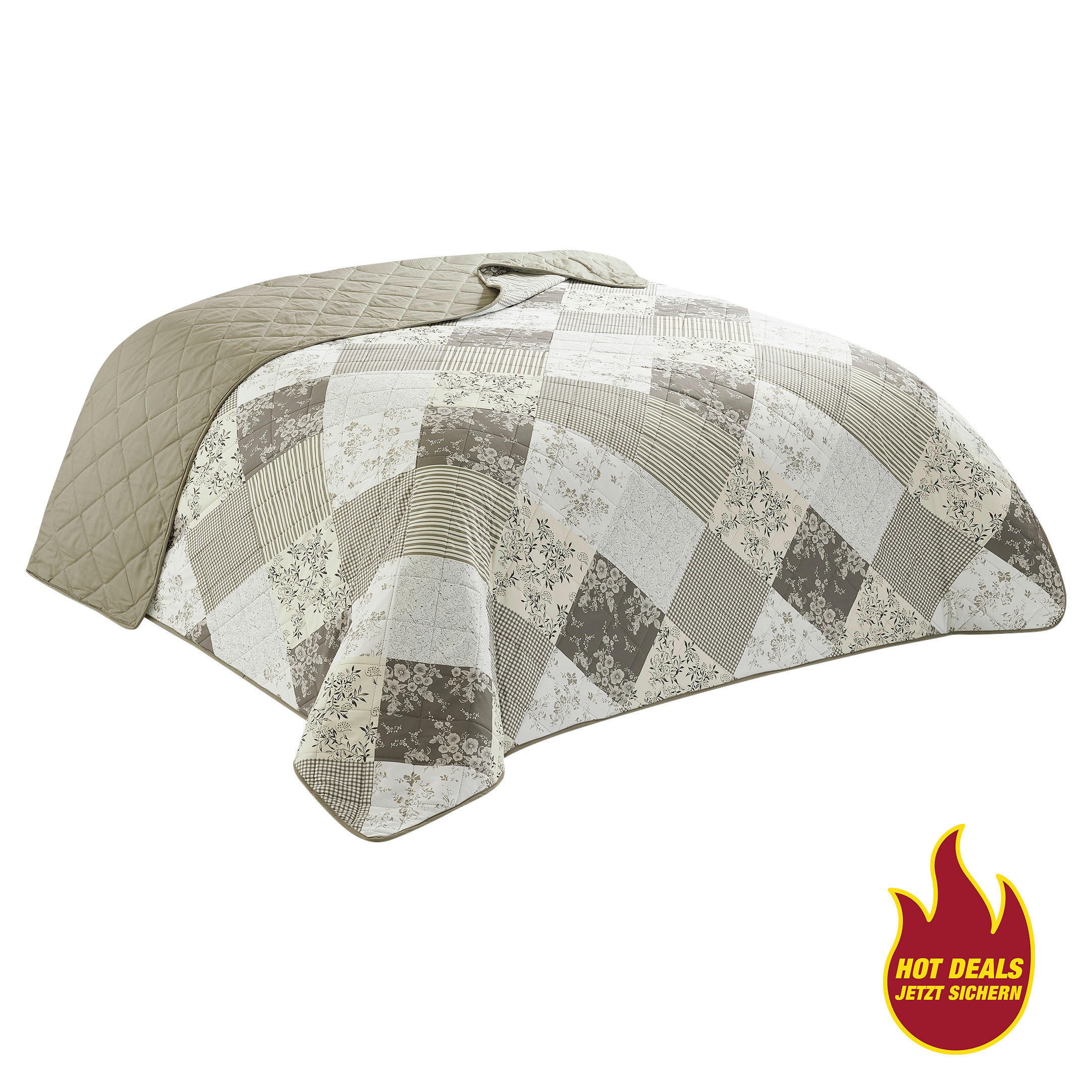 Tagesdecke Tagesdecke Patchwork grau 220x240 - grau (220,00/240,00cm)