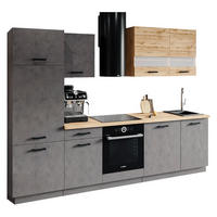 Küchenblock Viola anthrazit B/H/T: ca. 280x214x60 cm Viola - Eiche/schwarz (280,00/214,00/60,00cm)