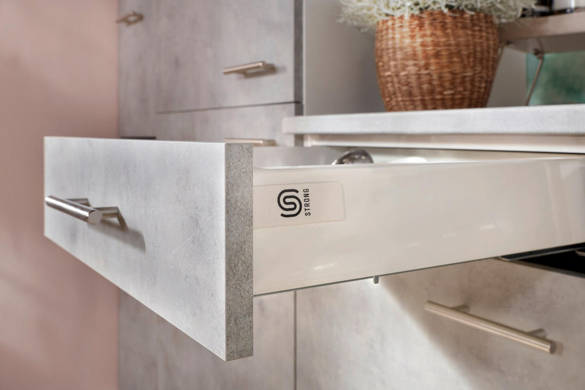 Respekta Küchenblock Malia Beton Optik B/H/T: ca. 300x200x60 cm Malia - Beton/weiß (300,00/200,00/60,00cm) - Respekta