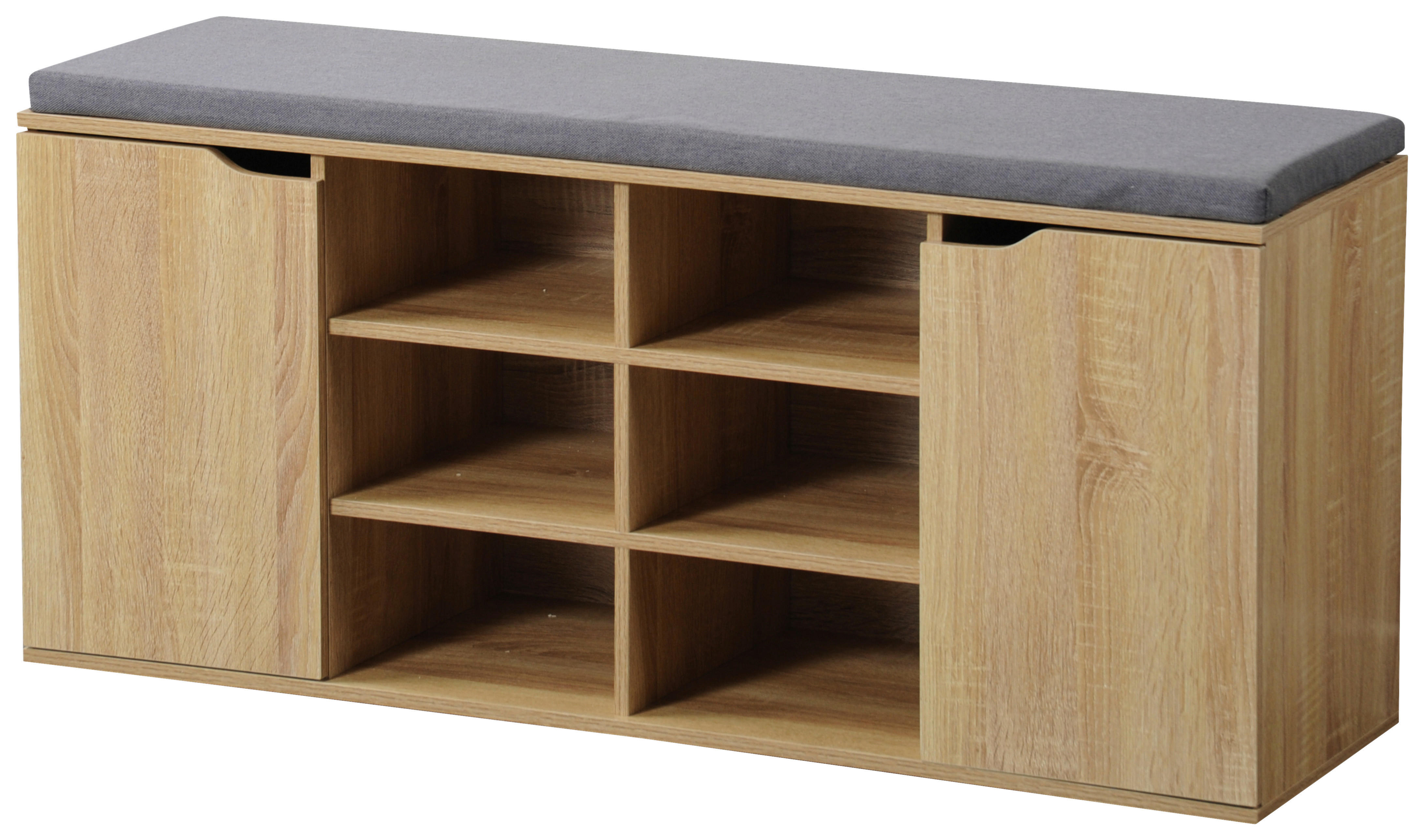 Kesper Schuhschrank mit Sitzkissen Eiche Spanplatte B/H/T: ca. 103x48x30,5 cm Schuhschrank_mit_Sitzkissen - Eiche/grau (103,00/48,00/30,50cm) - Kesper