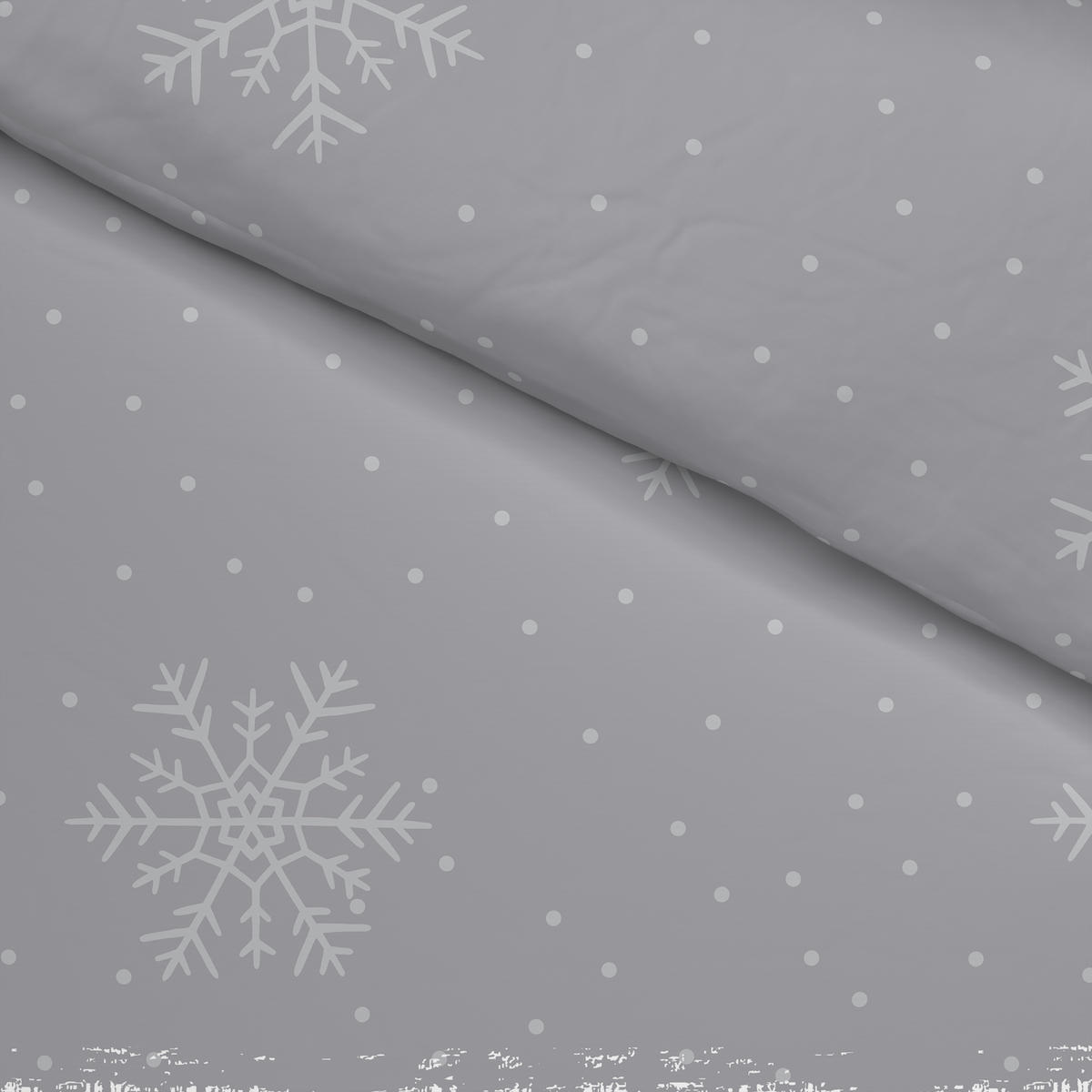 Baumwoll Bettwäsche Biber Bettwäsche_Biber Schneefl.135x200cm - mint/grau (135,00/200,00cm) - POCOline