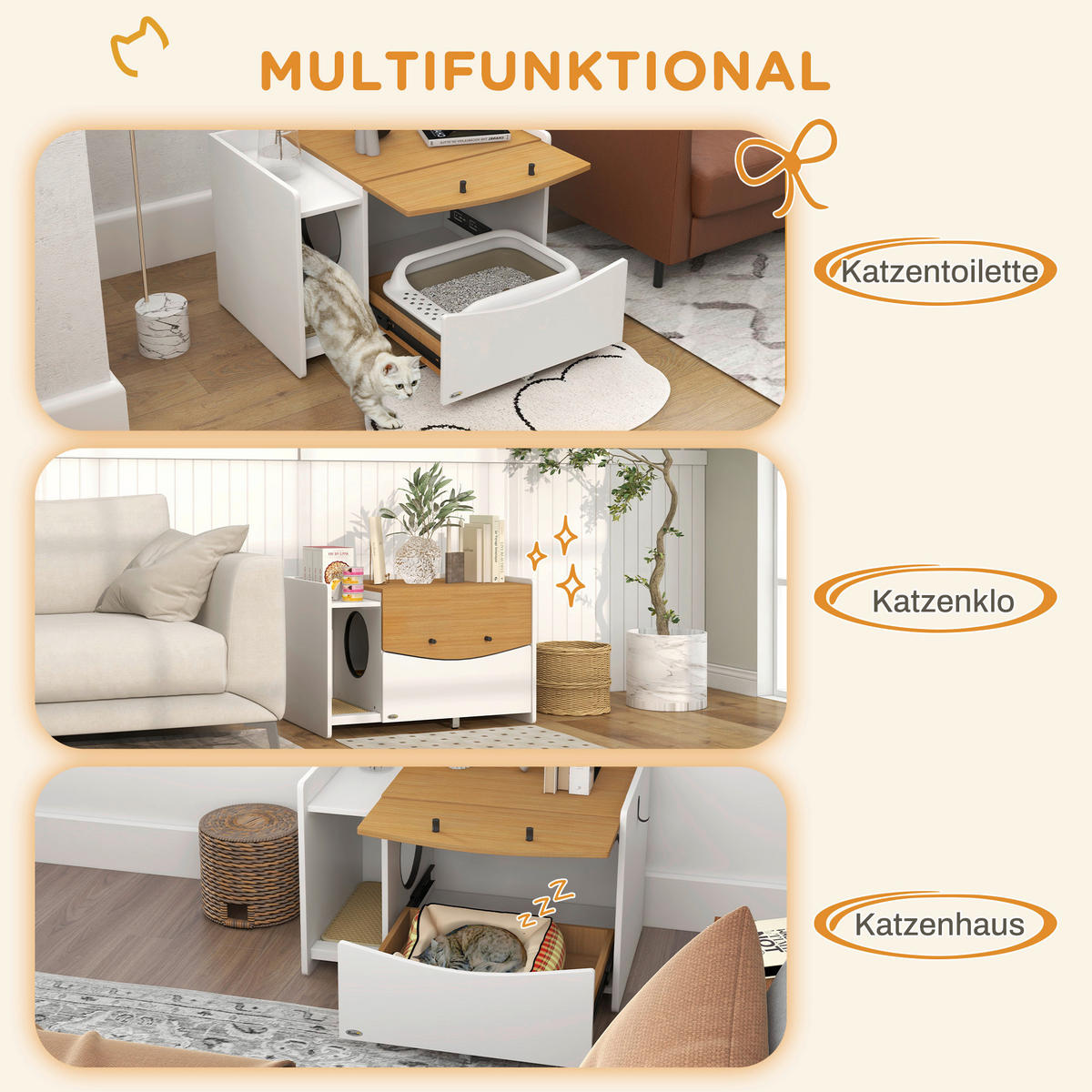 PawHut Schrank-Katzentoilette Eiche Spanplatte B/H/L: ca. 50x51x78 cm Schrank-Katzentoilette - Eiche (78,00/50,00/51,00cm) - PawHut