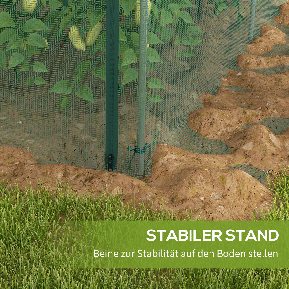 Outsunny Tier-Zubehör grün Kunststoff B/H/L: ca. 373x125x62,5 cm Vogelschutznetz - grün (62,50/373,00/125,00cm) - Outsunny