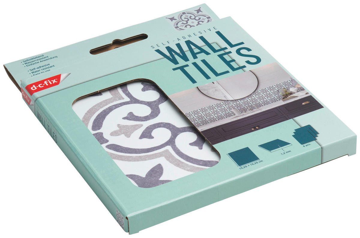 d-c-fix Wandfliese selbstklebend grau B/L: ca. 15,25x15,25 cm Wandfliesen_d-c-fix_selbstklebend - weiß/grau (15,25/15,25cm) - d-c-fix