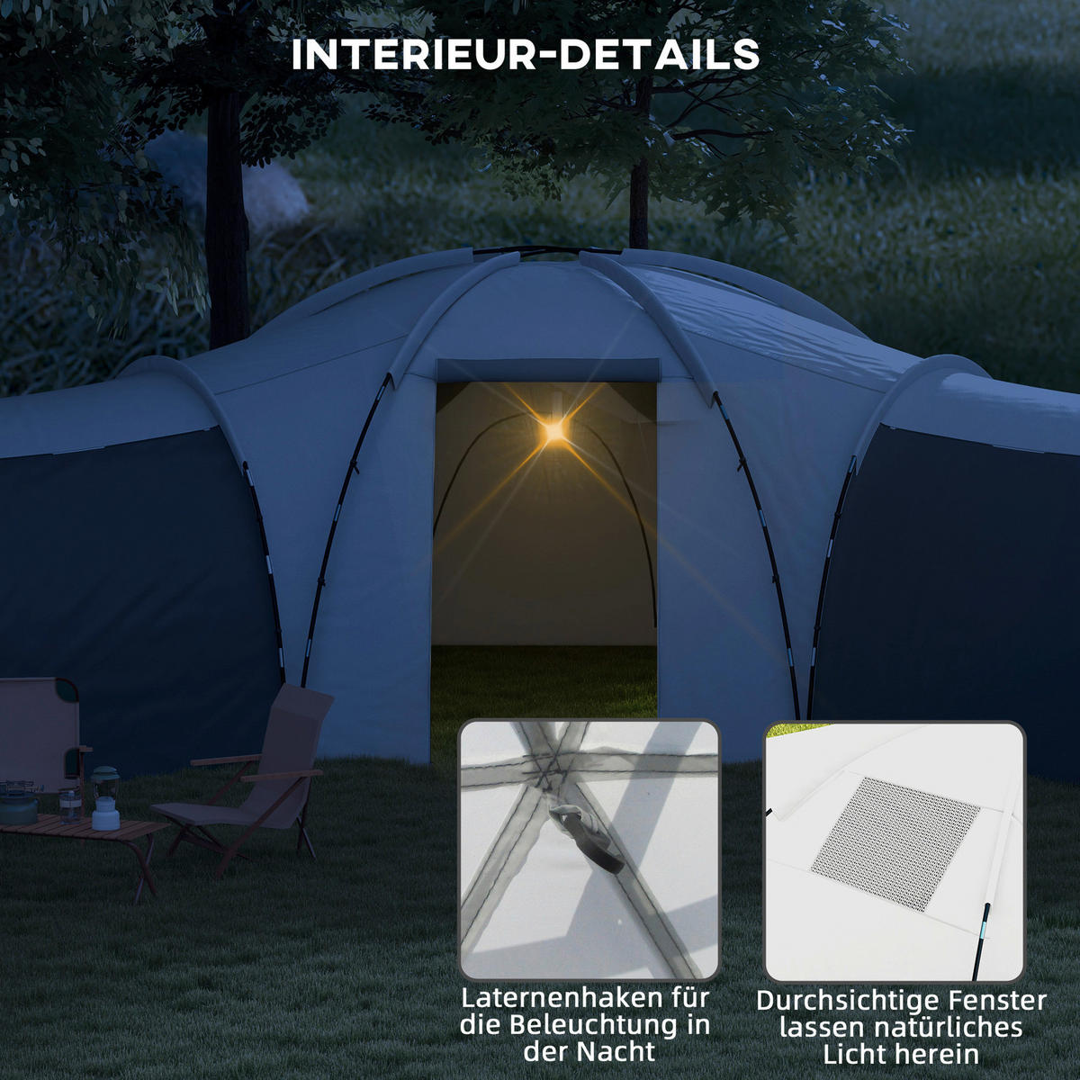 Outsunny Campingzelt B/H/L: ca. 615x225x615 cm Campingzelt - grau (615,00/615,00/225,00cm) - Outsunny