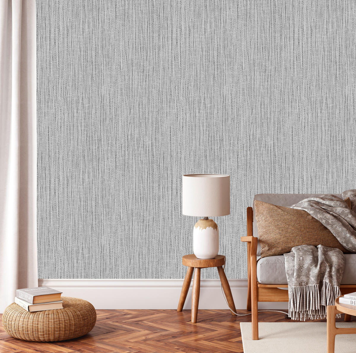UGEPA Vliestapete Textiloptik grau B/L: ca. 53x1005 cm Vliestapete_B473-09 - grau (53,00/1005,00cm) - UGEPA