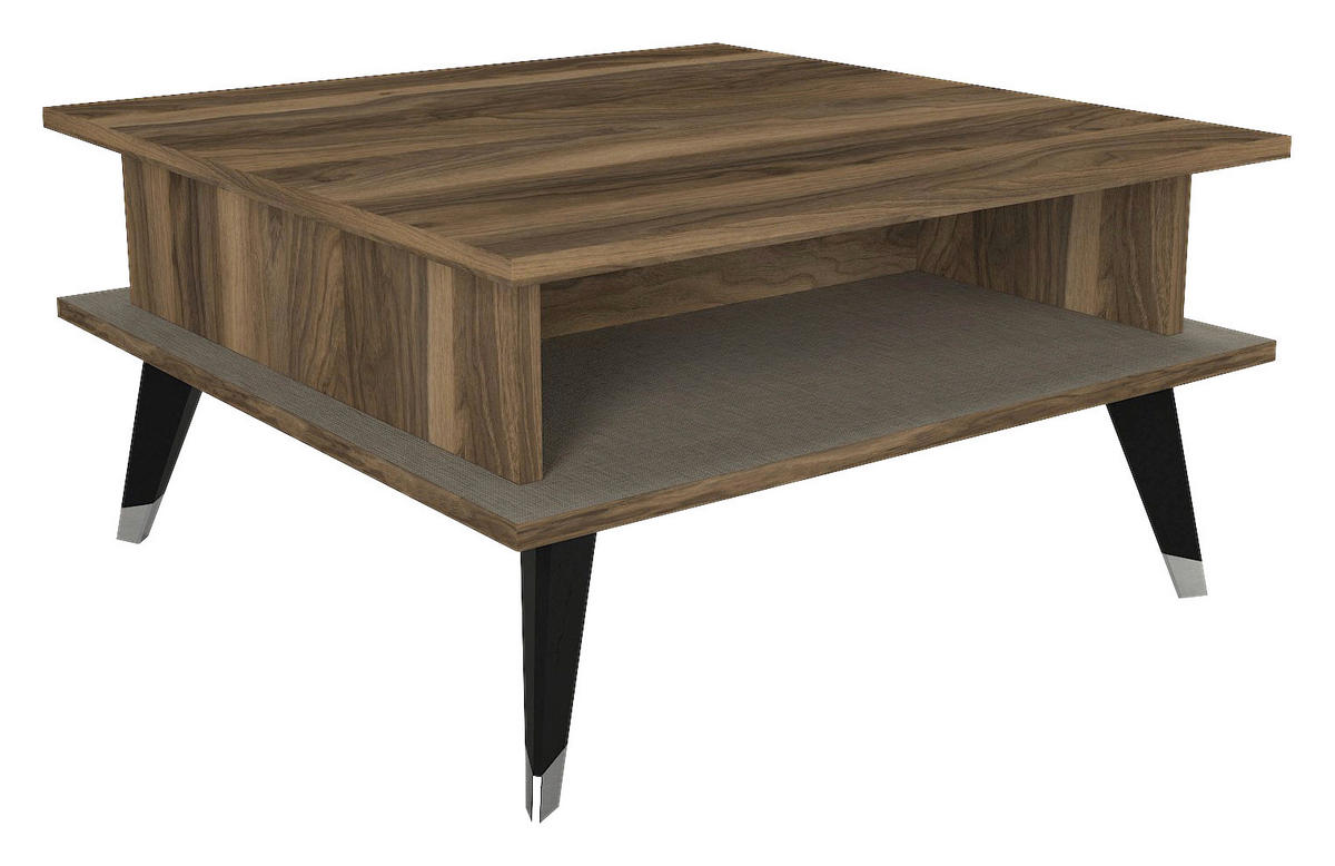 Couchtisch Logan walnuss Nachbildung grau B/H/T: ca. 72x38x72 cm Logan - walnuss/grau (72,00/38,00/72,00cm) - moebel17