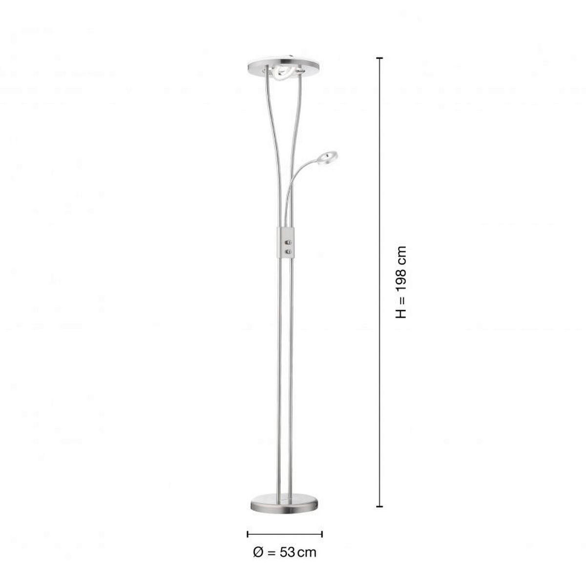 Just Light Deckenfluter 11778-55 silberweiß Metall Kunststoff H/D: ca. 188x29 cm 2 Brennstellen LED-Deckenfluter_mit_Lesearm_Helia - silberweiß (29,00/188,00cm) - Just Light