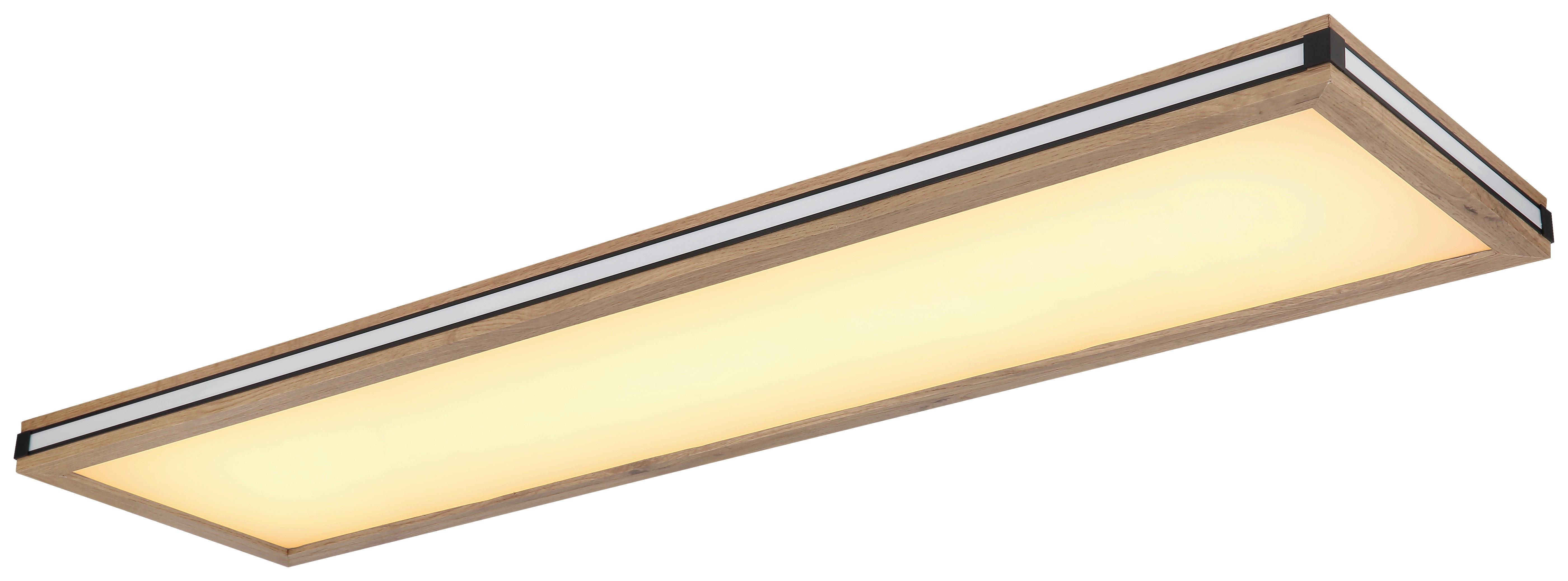 GLOBO LED-Deckenleuchte weiß dunkelbraun mattschwarz MDF Metall Kunststoff B/H/T: ca. 30x7,5x120 cm CARLA - dunkelbraun/weiß (30,00/7,50/120,00cm) - GLOBO