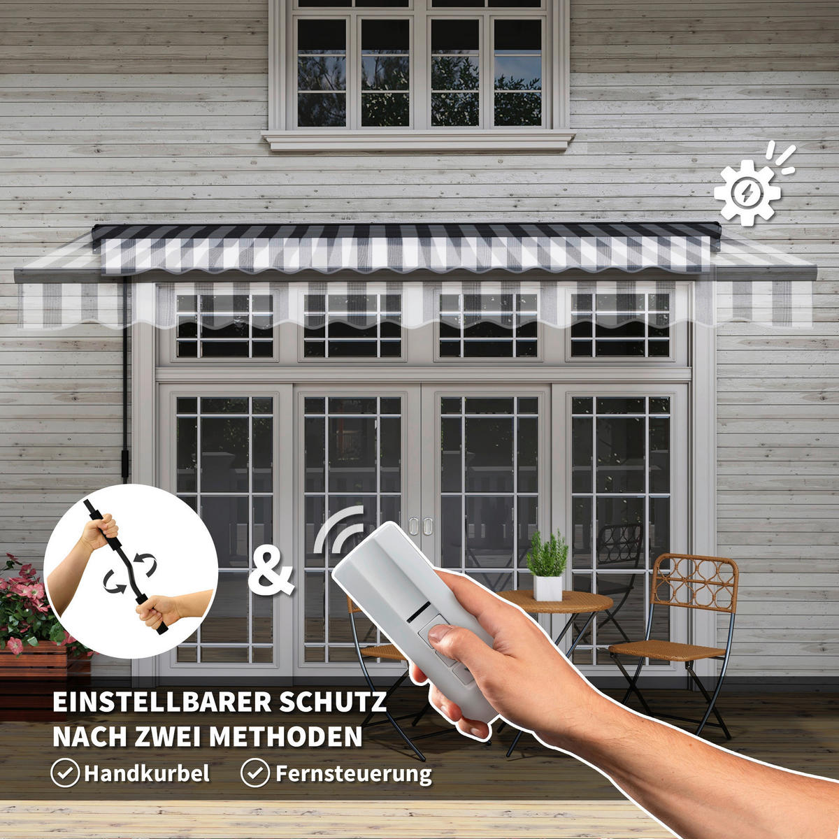 Gelenkarmmarkise weiß B/H/L: ca. 250x150x350 cm Gelenkarmmarkise - weiß/grau (350,00/250,00/150,00cm) - Outsunny