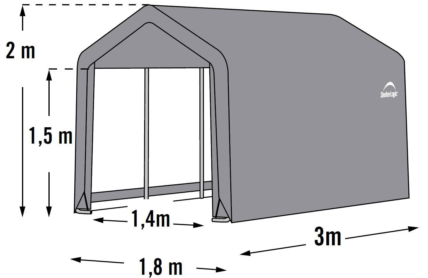 ShelterLogic Gartenhaus Shed-in-a-Box grau B/H/L: ca. 180x200x300 cm Shed-in-a-Box - grau (300,00/180,00/200,00cm) - ShelterLogic
