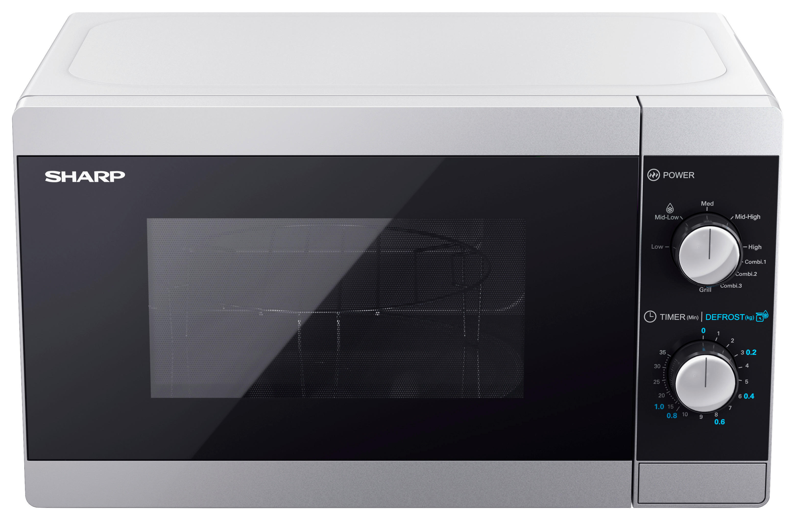 Sharp Mikrowelle mit Grill YC-MG01E-S silber Glas B/H/T: ca. 44x25,8x34,4 cm Mikrowelle YC-MG01E-S Sharp - silber (44,00/25,80/34,40cm) - Sharp