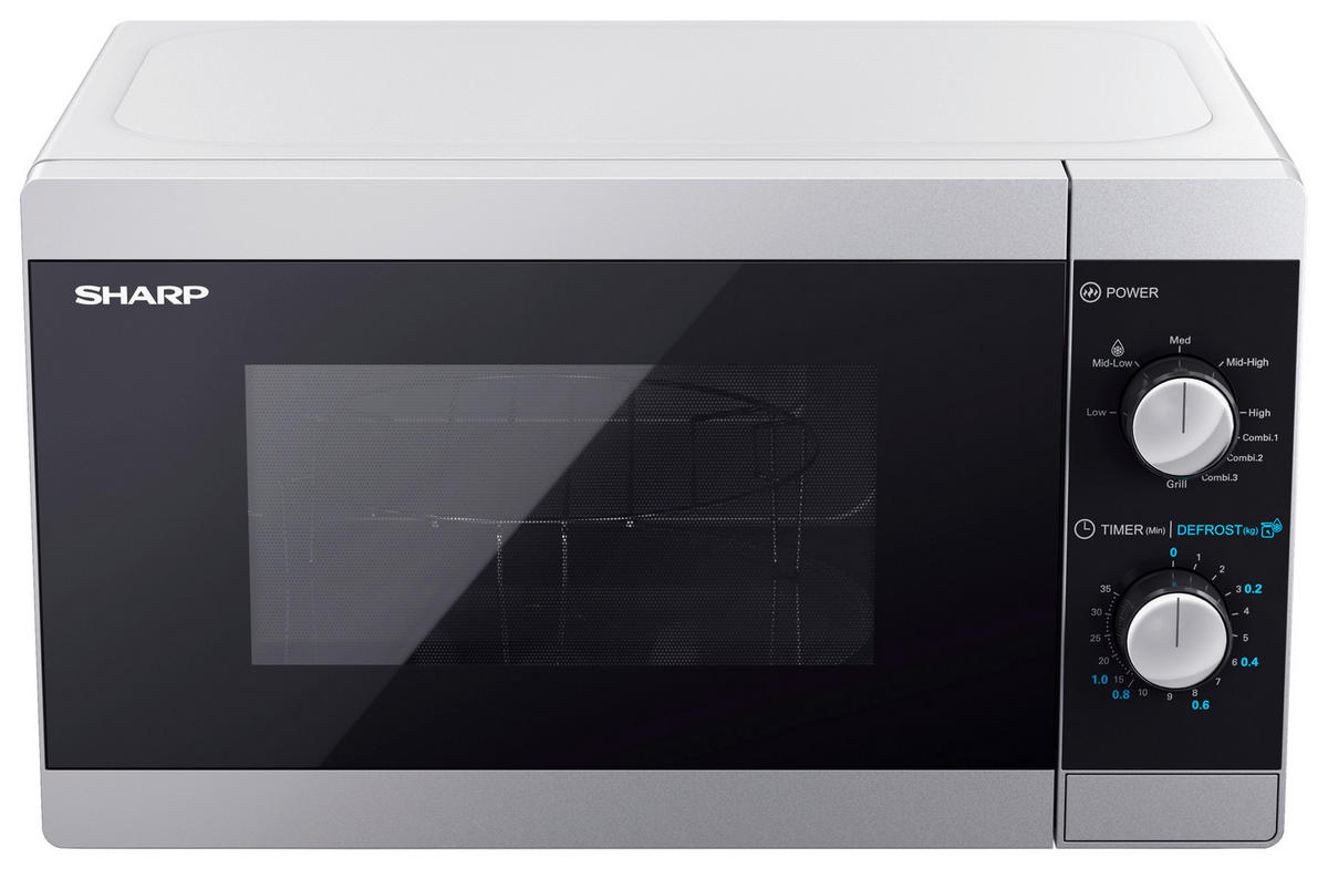 Sharp Mikrowelle mit Grill YC-MG01E-S silber Glas B/H/T: ca. 44x25,8x34,4 cm Mikrowelle YC-MG01E-S Sharp - silber (44,00/25,80/34,40cm) - Sharp
