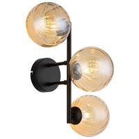 GLOBO LED-Wandleuchte amber schwarz Metall Glas B/H/T: ca. 28x25x36 cm 3 Brennstellen CONOR - schwarz/amber (28,00/25,00/36,00cm) - GLOBO