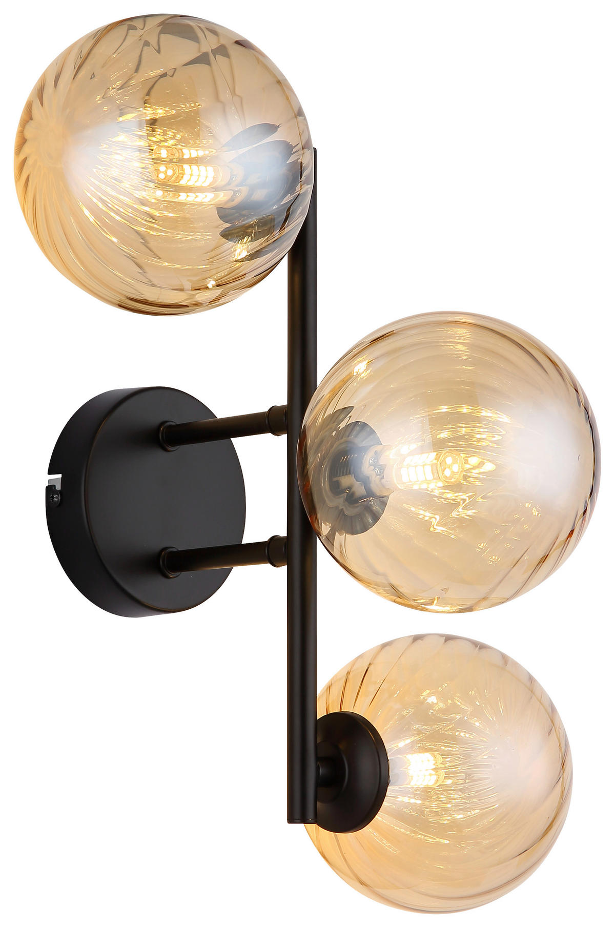 GLOBO LED-Wandleuchte amber schwarz Metall Glas B/H/T: ca. 28x25x36 cm 3 Brennstellen CONOR - schwarz/amber (28,00/25,00/36,00cm) - GLOBO
