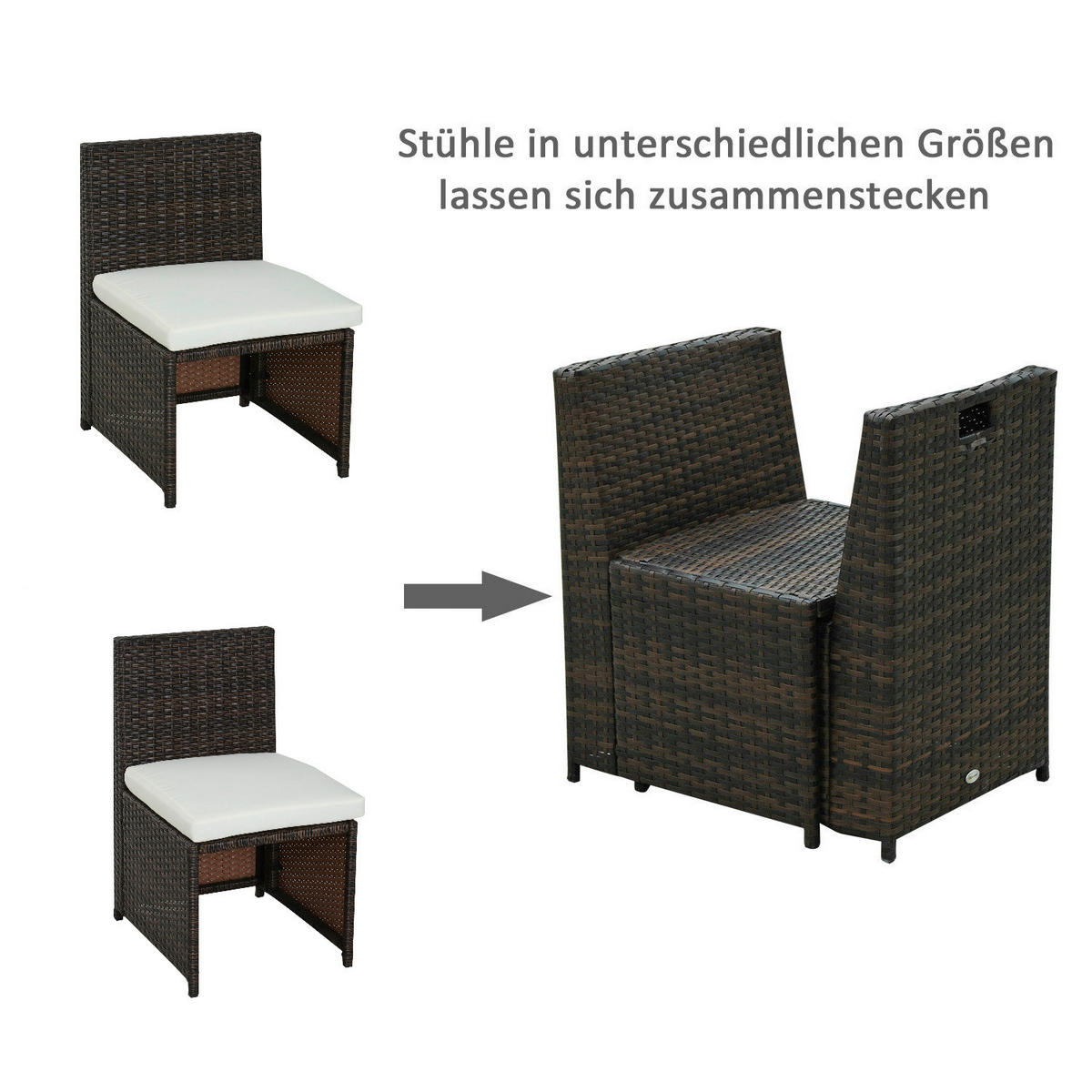 Outsunny Garnitur braun Polyrattan Polyrattan_Garnitur_5tlg. - braun/creme - Outsunny