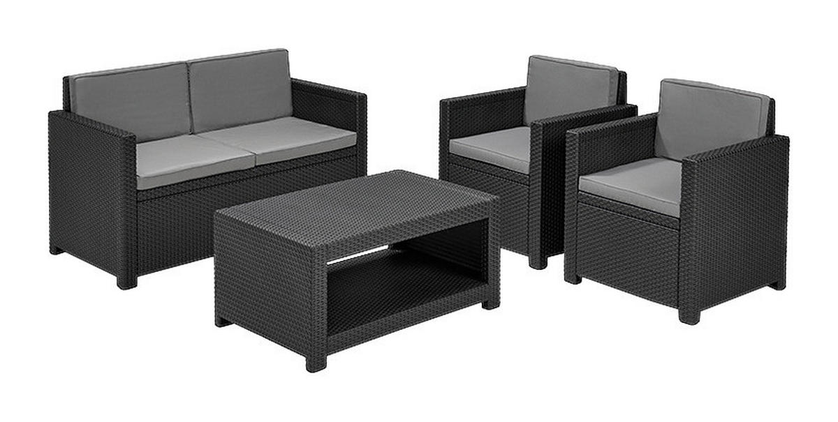 Allibert Loungeset Monaco grau Kunststoff Monaco - grau - Allibert