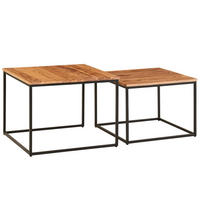 Couchtisch 2er-Set. natur schwarz pulverbeschichtet 2er-Set. - natur/schwarz - Wohnling