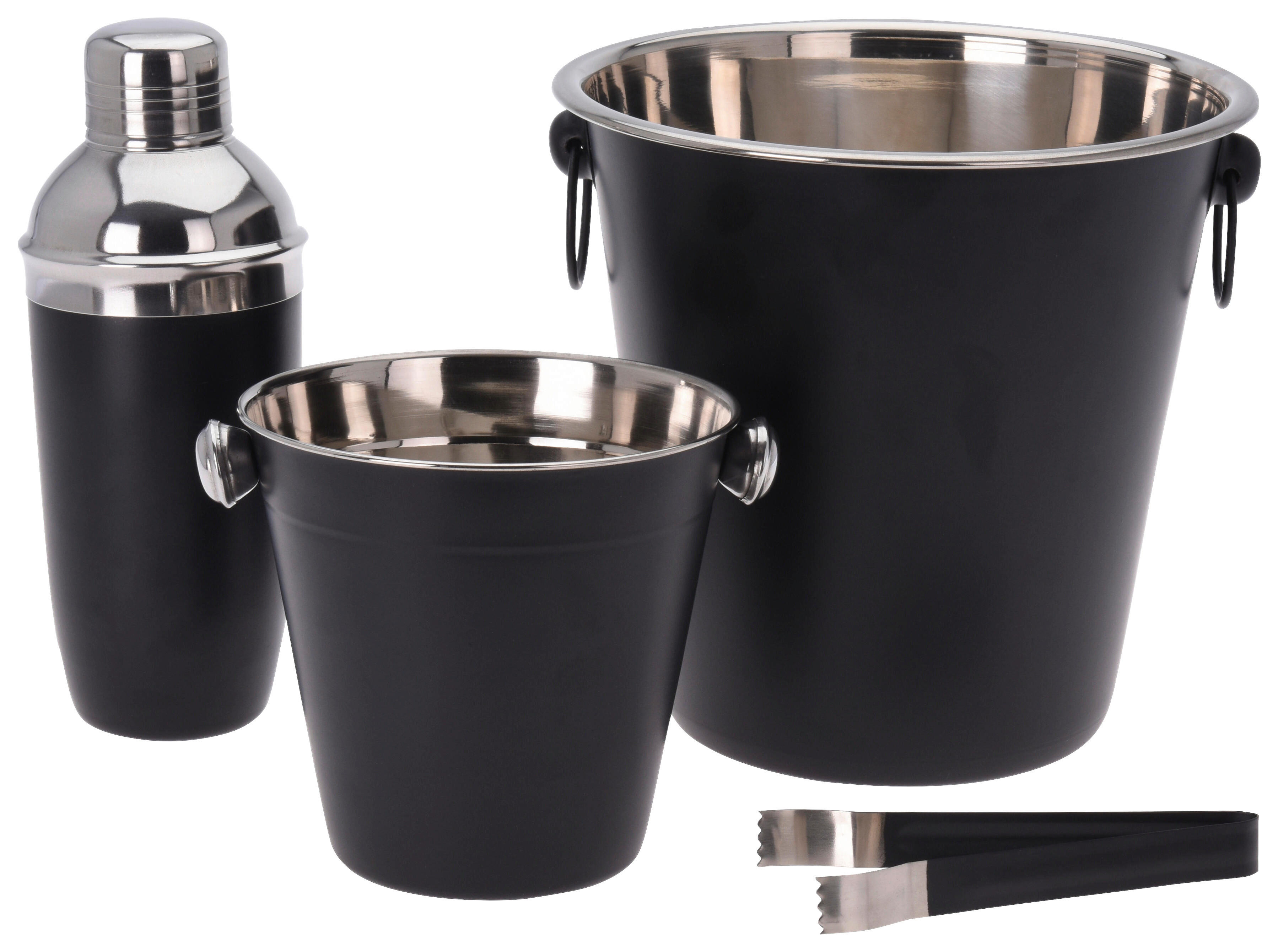 EH Barware Cocktail-Shaker Set schwarz Edelstahl B/H/L: ca. 22,5x22,5x23 cm Cocktail-Shakerset_4tlg. - schwarz (23,00/22,50/22,50cm) - EH Barware