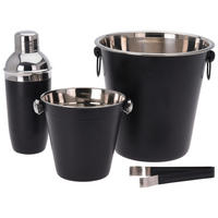 EH Barware Cocktail-Shaker Set schwarz Edelstahl B/H/L: ca. 22,5x22,5x23 cm Cocktail-Shakerset_4tlg. - schwarz (23,00/22,50/22,50cm) - EH Barware