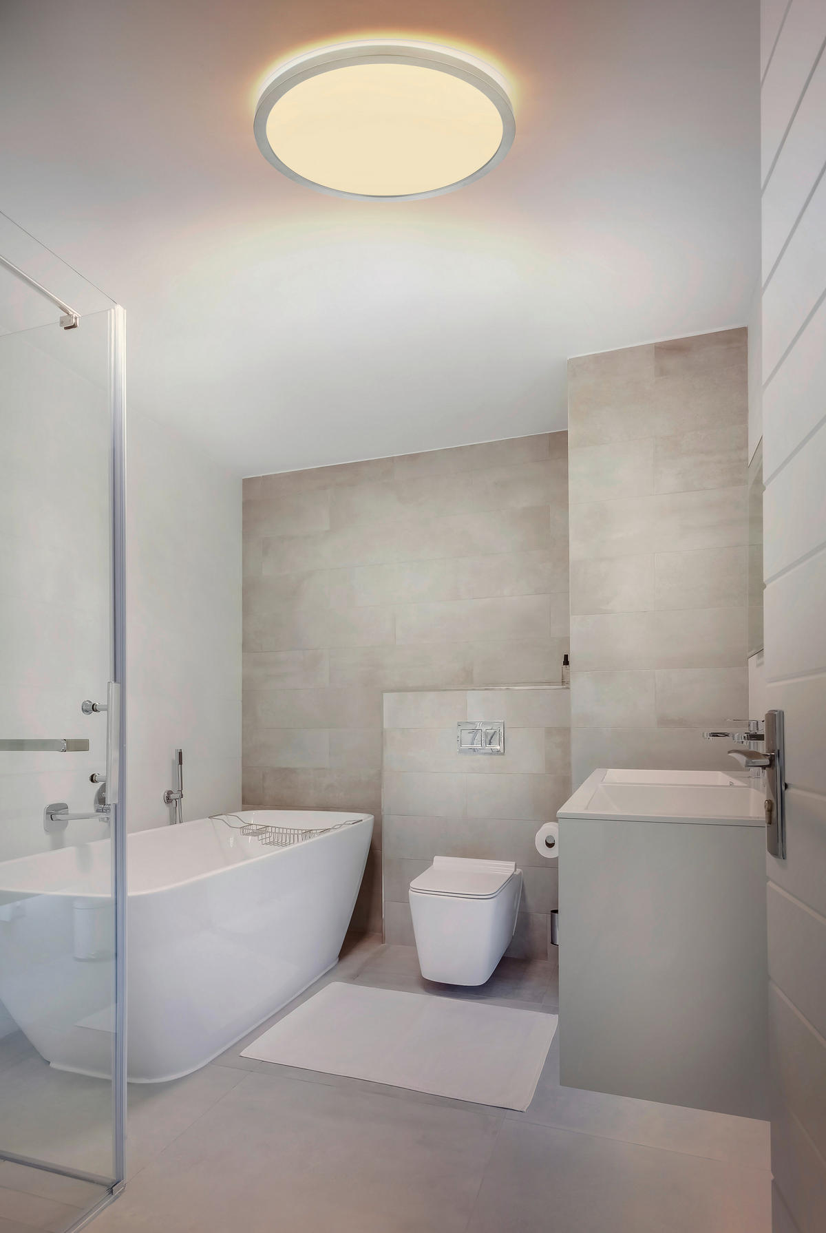 GLOBO LED-Deckenleuchte Opal nickel matt Kunststoff H/D: ca. 2,5x42 cm SAPANA - nickel matt/Opal (42,00/2,50cm) - GLOBO