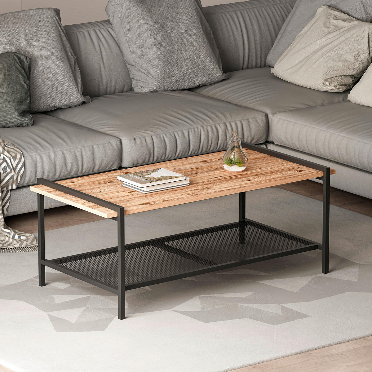 Couchtisch Lara walnuss Nachbildung schwarz B/H/T: ca. 120x45x60 cm Lara - schwarz/walnuss (120,00/45,00/60,00cm) - moebel17