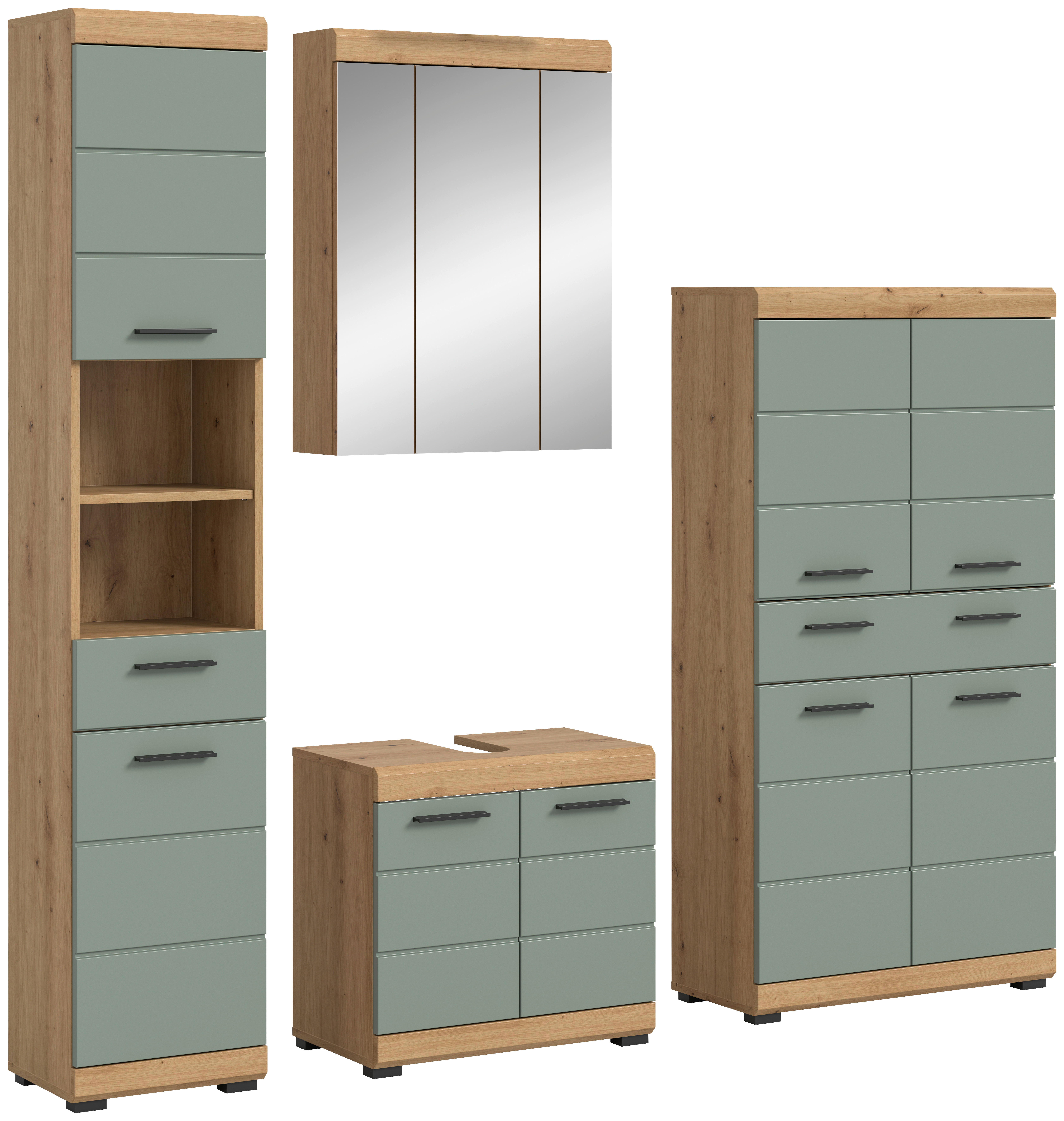 Badezimmer-Set Scout Eiche Artisan Nachbildung salbei Nachbildung B/H/T: ca. 186x191x34 cm Scout - Eiche/salbei (186,00/191,00/34,00cm) - xonox.home