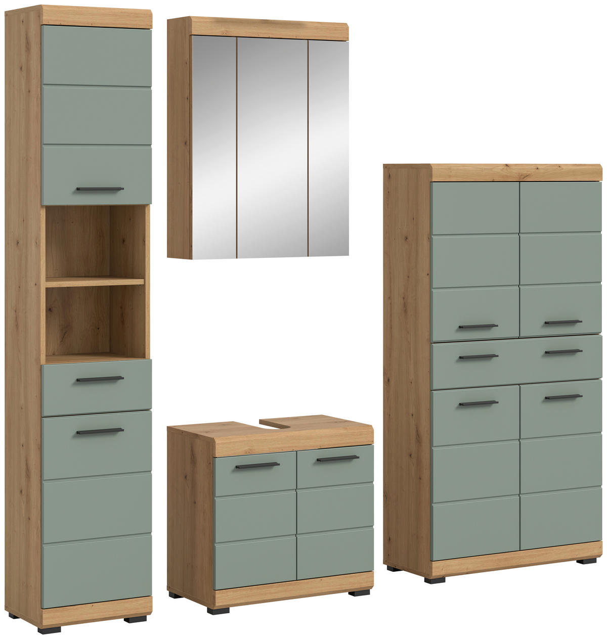 Badezimmer-Set Scout Eiche Artisan Nachbildung salbei Nachbildung B/H/T: ca. 186x191x34 cm Scout - Eiche/salbei (186,00/191,00/34,00cm) - xonox.home