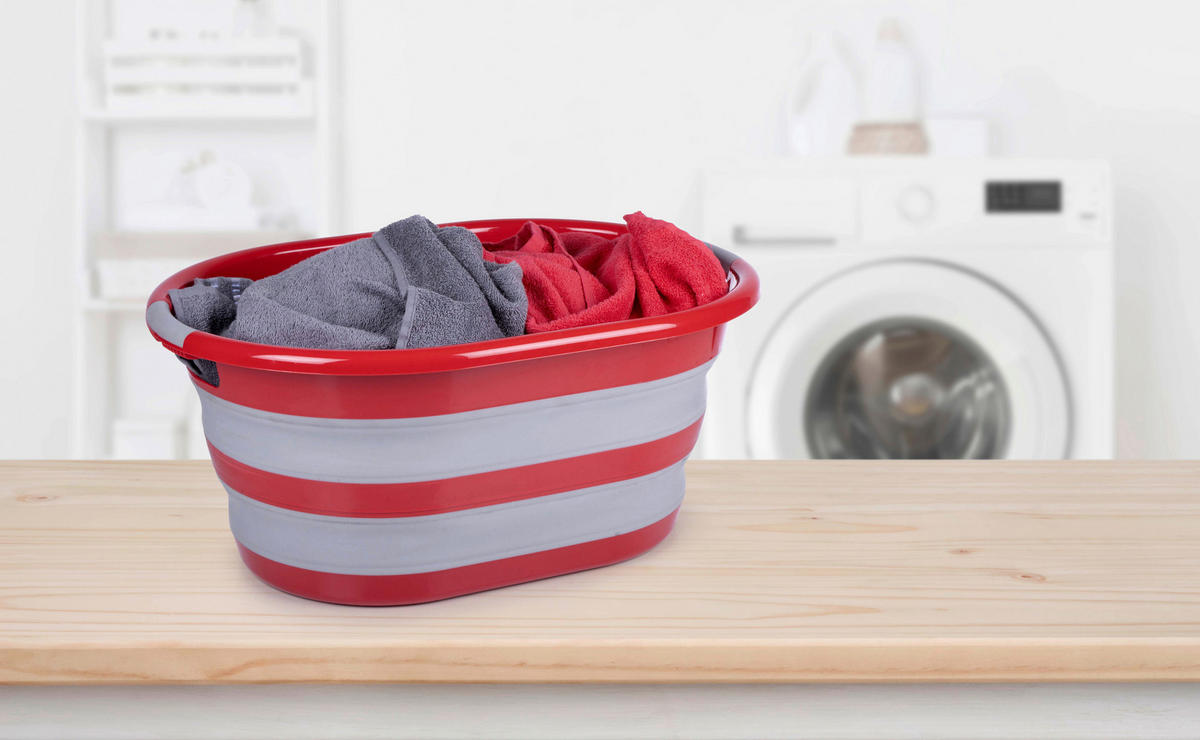Dirt Devil Wäschekorb grau B/H/L: ca. 60x30x45 cm Faltbarer_Wäschekorb 27l - rot/grau (45,00/60,00/30,00cm) - Dirt Devil